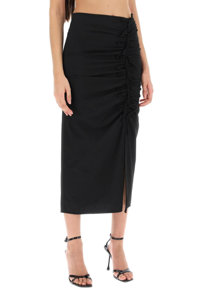 Shop Ganni Midi Skirt With Ornamental Bows