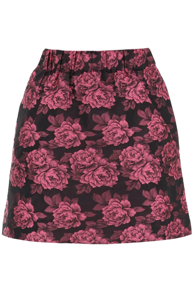 Shop Ganni Mini Skirt In Floral Jacquard