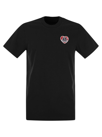 Shop Moncler Heart Logo T Shirt