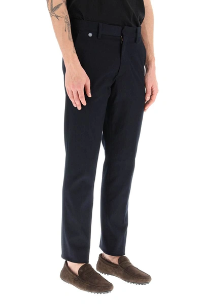 Shop Agnona Cotton Chino Pants In Blue