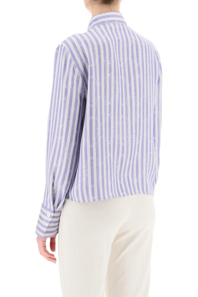 Shop Agnona Striped Shirt With Ribbon Motif In Multicolor