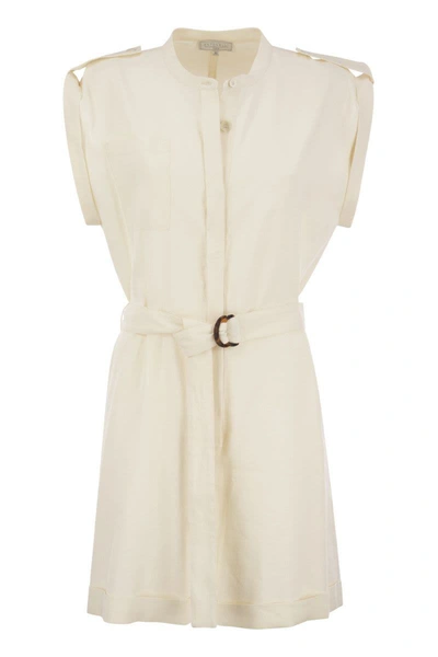 Shop Antonelli Linen And Cotton Blend Overalls In Cream