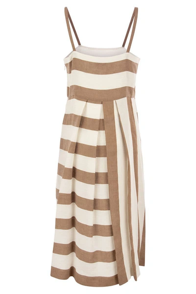 Shop Antonelli Linen And Viscose Dress In Beige/brown
