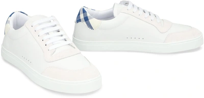 Shop Burberry Leather Low-top Sneakers In White