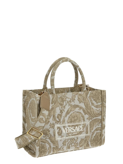 Shop Versace Baroque Bag In Beige