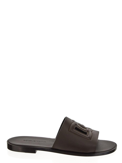 Shop Dolce & Gabbana Logo Slide In Brown