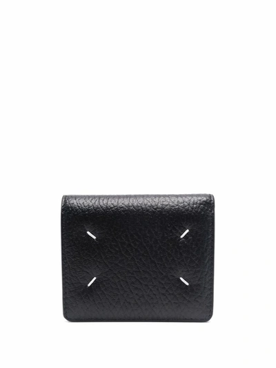 Shop Maison Margiela Pebbled Bi-fold Wallet In Black