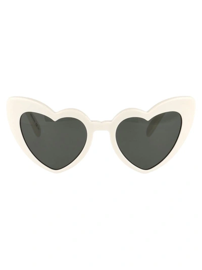 Shop Saint Laurent Sunglasses In 003 Ivory Ivory Grey