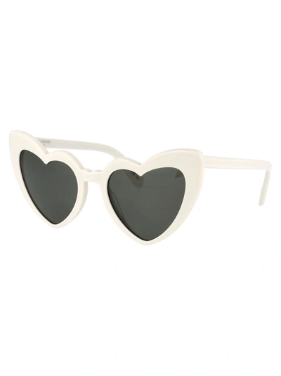 Shop Saint Laurent Sunglasses In 003 Ivory Ivory Grey