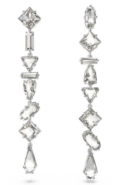 Shop Swarovski Mesmera Crystal Drop Earrings In Silver