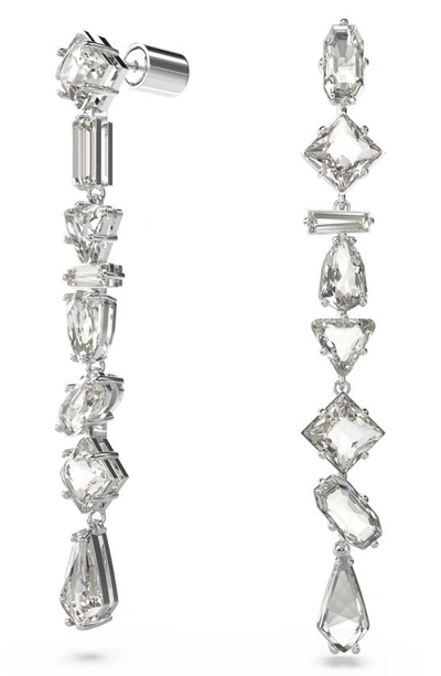 Shop Swarovski Mesmera Crystal Drop Earrings In Silver