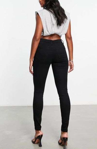 Shop Asos Design High Waist Skinny Jeans In Black