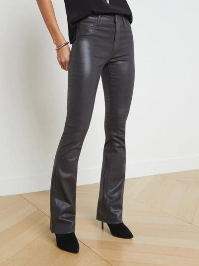 Shop L Agence Ruth Coated Straight-leg Jean In Greystone Coated