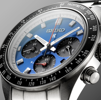 Pre-owned Seiko Ssc931 Speedtimer Watch Light Blue Dial Solar Chronograph 100 Meter