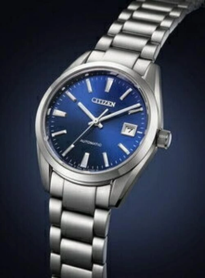 Pre-owned Citizen Nb1050-59l  Collection Mechanical Classical Line Mens' Watch Blue