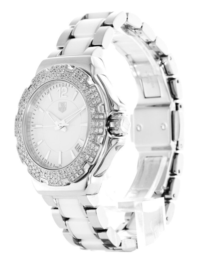 Pre-owned Tag Heuer Formula 1 White Ceramic Diamond Bezel Watch Wah1215.ba0861