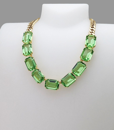 Pre-owned Swarovski 100% Authentic  Brand Gold Chain Green Millenia Necklace 5671255