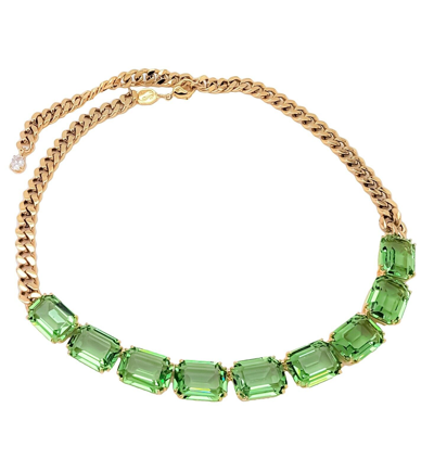 Pre-owned Swarovski 100% Authentic  Brand Gold Chain Green Millenia Necklace 5671255
