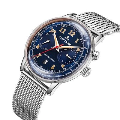 Pre-owned Reef Tiger Mens Chronograph Watches Men Luxury Automatic Mechanical Wristwatch