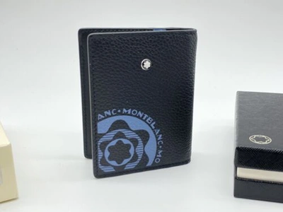 Pre-owned Montblanc Soft Grain Card Holder Wallet With View Pocket 100% Authentic $360 In Black