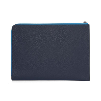 Pre-owned Montblanc Meisterstück Soft Grain Leather Clutch Hand Pouch Bag Purse Wallet Men In Blue