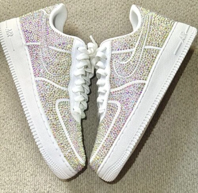 Pre-owned Nike ?  Air Force 1 Bling - Custom - All Sizes Available-please Read Description In White