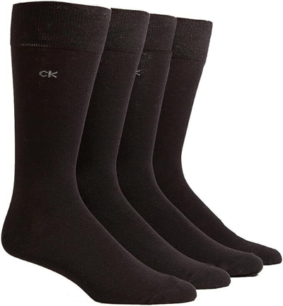 Pre-owned Calvin Klein ® Men's Knit Crew Dress Socks - 4 Pack In Black