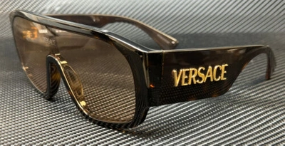 Pre-owned Versace Ve4439 108 73 Havana Brown Women's 68 Mm Sunglasses