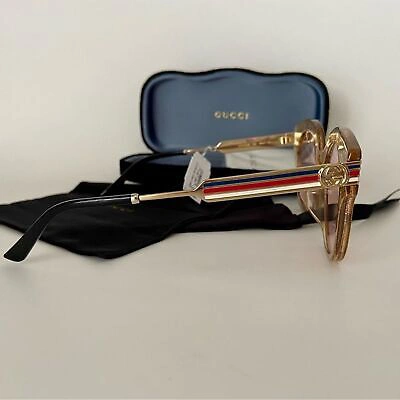 Pre-owned Gucci Authentic  Gold Glitter Gg Logo Sunglasses Strips In Pink