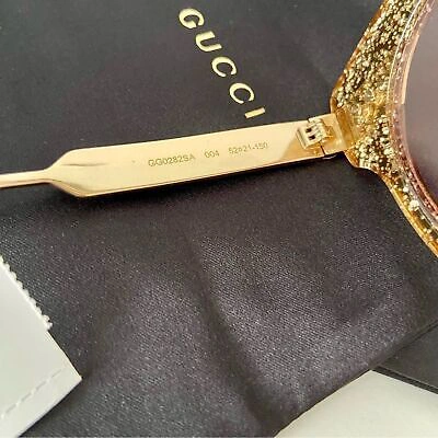 Pre-owned Gucci Authentic  Gold Glitter Gg Logo Sunglasses Strips In Pink