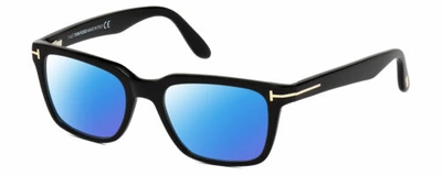 Pre-owned Tom Ford Caliber Ft5304-001 Unisex Polarized Sunglasses Black Gold 54mm 4 Option In Blue Mirror Polar