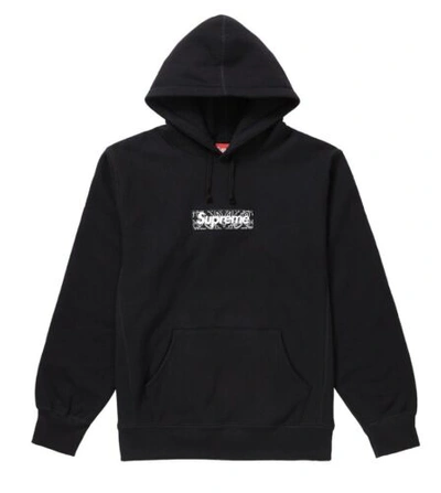 Pre-owned Supreme -  Bandana Box Logo Bogo Hoodie Sweatshirt Black Fw19 - Size Medium
