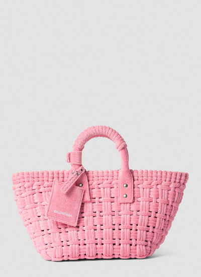 Shop Balenciaga Women Bistro Xs Sponge Basket Tote Bag In Pink