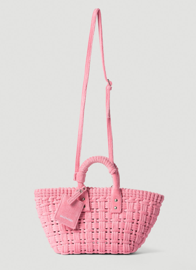 Shop Balenciaga Women Bistro Xs Sponge Basket Tote Bag In Pink