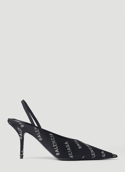 Shop Balenciaga Women Square Knife Slingback Heels In Black