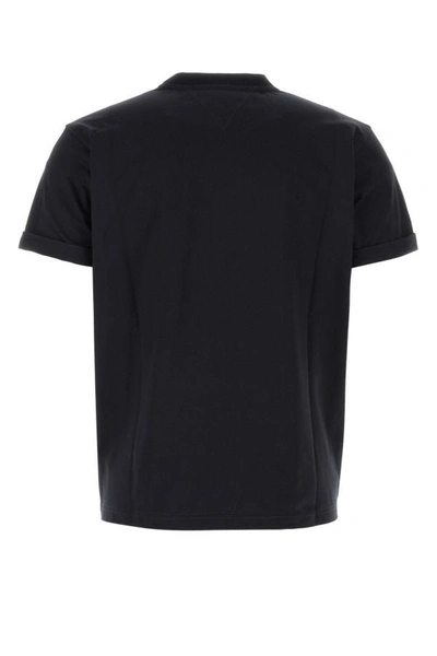 Shop Bottega Veneta Man Midnight Blue Cotton T-shirt