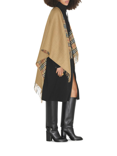 Shop Burberry Men Reversible Cape In Check Wool In Cream