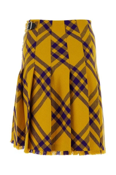 Shop Burberry Woman Embroidered Wool Skirt In Multicolor