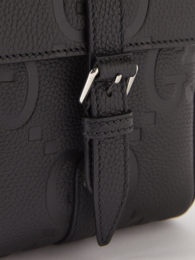 Shop Gucci Men Gg Small Leather Crossbody Bag In Black