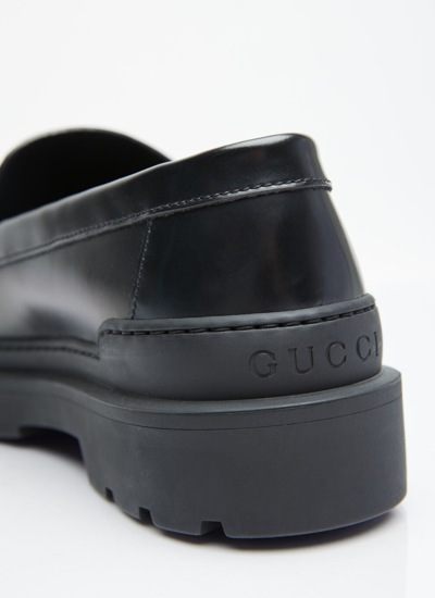 Shop Gucci Men Interlocking G Leather Loafers In Black