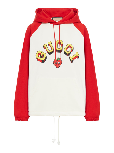 Shop Gucci Women Cotton Jersey Hooded Sweatshirt In Red