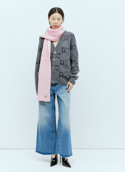 Shop Gucci Women Double G Wool Cashmere Scarf In Pink