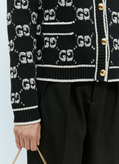 Shop Gucci Women Gg Wool Bouclé Jacquard Cardigan In Black