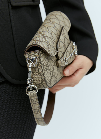 Shop Gucci Women Horsebit 1955 Mini Shoulder Bag In Cream
