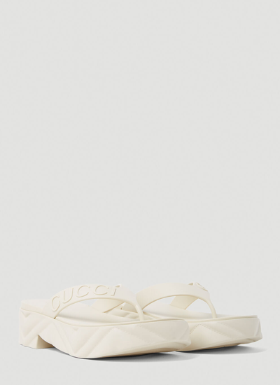 Shop Gucci Women Thong Platform Sandals In White