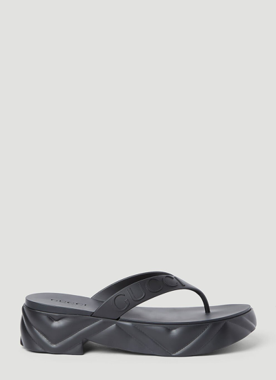 Shop Gucci Women Thong Platform Sandals In Black