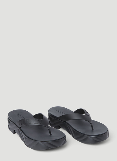 Shop Gucci Women Thong Platform Sandals In Black