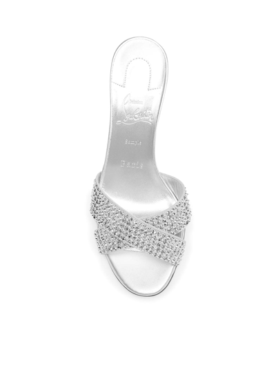 Shop Christian Louboutin Louboutin Women Mariza Is Back Strass Red Sole Crisscross Sandals In Silver