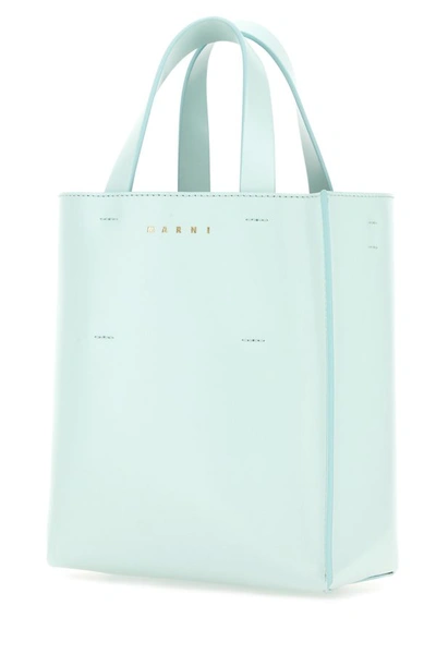 Shop Marni Woman Light Blue Leather Mini Museo Handbag