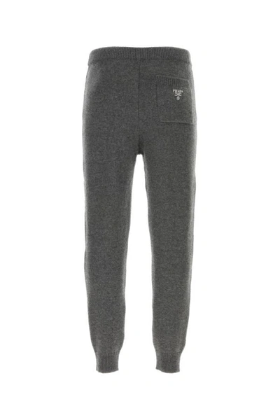 Shop Prada Man Dark Grey Cashmere Joggers In Gray